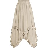 Scarlet Darkness Long Skirts for Women High Waist Renaissance Skirt Maxi Skirt with Pockets