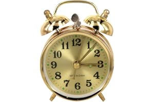 Vintage Alarm Clock with Bells Gold Wind Up Mechanical Alarm Clock use for Bedside No Battery Needed Retro Timepiece