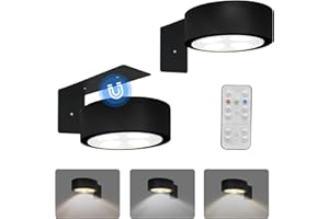 XUOLDER 2-Pack Picture Light for Paintings Battery Operated Art Light with Remotes,3 Lighting Display Light,Magnetic Dimmable and Timer Wall Light for Picture Artworking Frame Portrait,LED Puck Lights-Black
