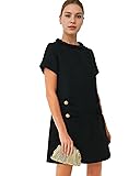 SeeLuNa Women's Tweed Dress Short Sleeve Crew Neck