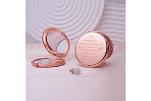 Gift Your Granddaughter a Metal Engraved Portable Makeup Mirror, a Foldable mini Handheld Makeup Mirror, Double-Sided flip Po