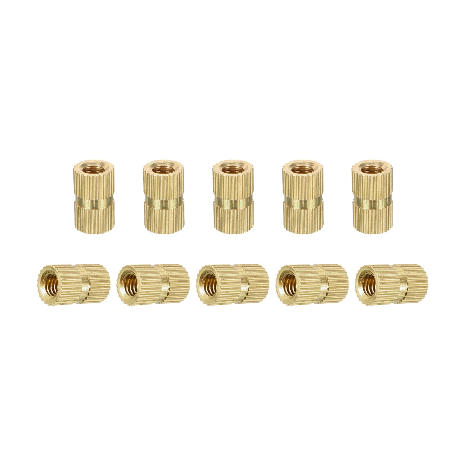 DTGN M4x10x6.4mm(IDxLxOD) Knurled Insert Nuts - 100 Pack - Good for Plastic Shells - Brass Female Thread Heat Set Inserts Embedment Nut — image 1