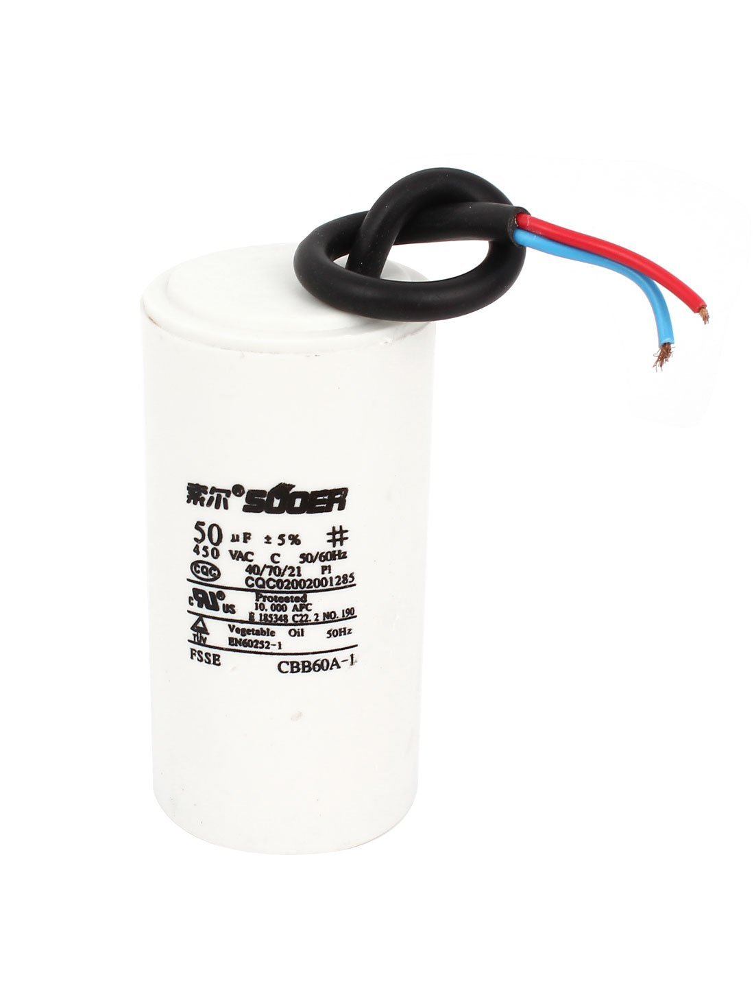 AC 450V 50uF conexión de cable Lavadora electrolítico condensador ...