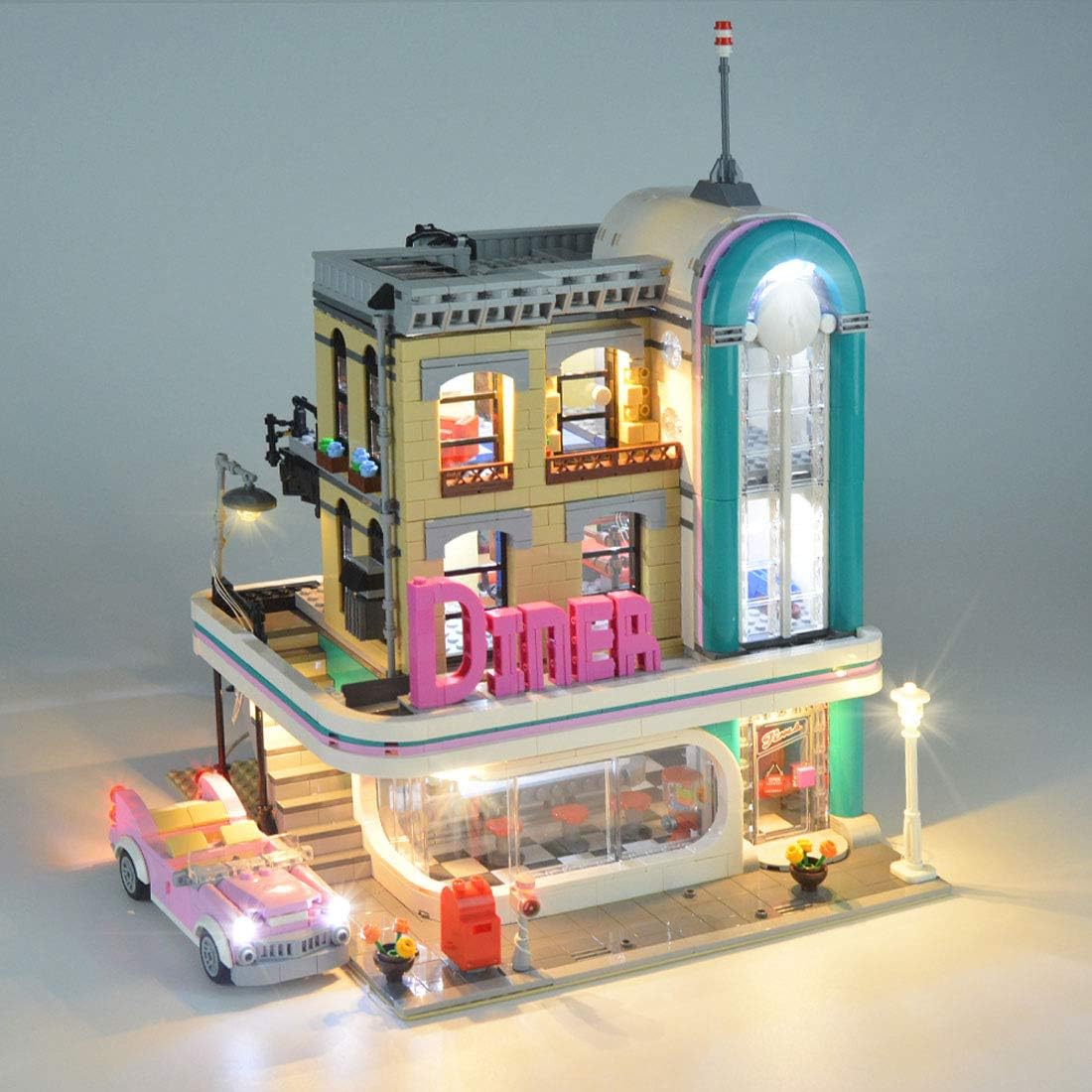 Light Kit for The Downtown Diner Expert Building Blocks Model - Led Light Set Compatible With Lego 10260 (Note: NOT Included The Model) USB - B