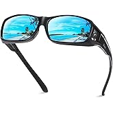 DUCO Polarized Wraparound Fitover Glasses Wear Over Sunglasses for Men Women UV Protection Sun Glasses 8954