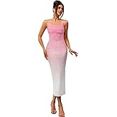 LVNES Beaded Maxi Tube Bodycon Formal Dresses for Women with Slit Strapless Ruched Wedding Guest Cocktail Dress