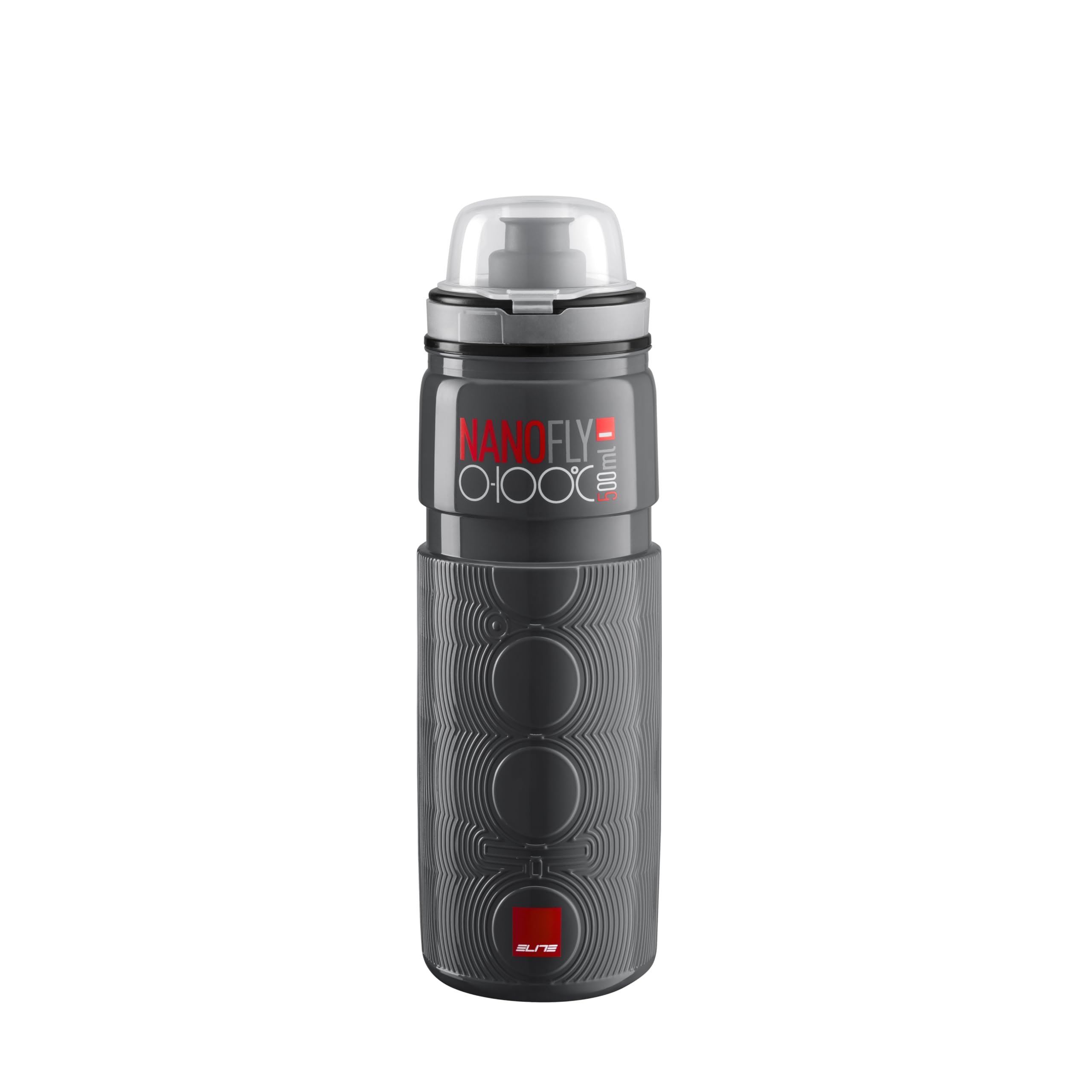 ELITE Nano Fly Water Bottle Dark Grey – Ultra Compact 0-100ml Adjustable Cycling Bottle – Lightweight Emergency Hydration – 500ml – For Road Bike, MTB & Gravel Cycling