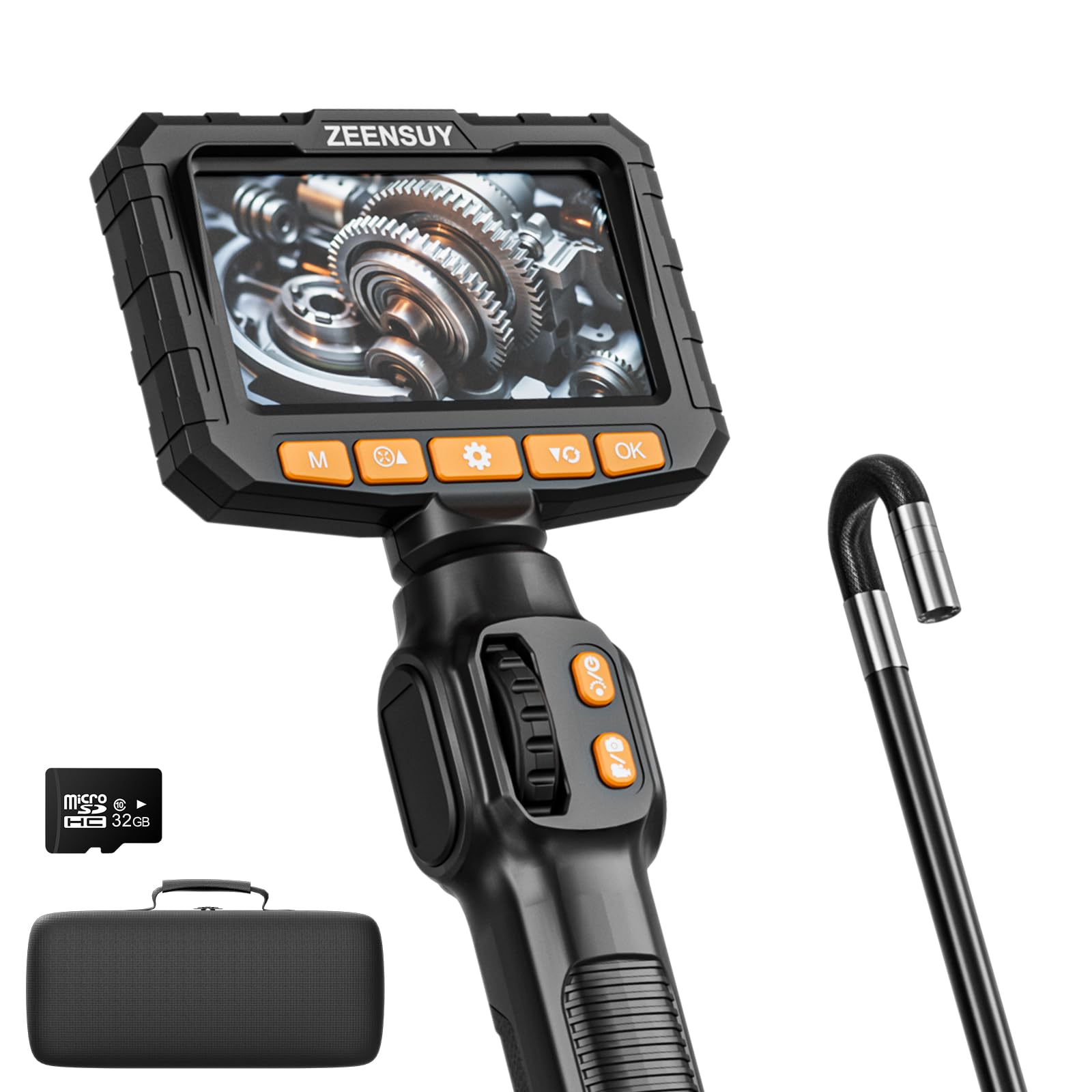 Photo 1 of 3.9mm Two-Way Articulating Borescope Camera with Light, Industrial Endoscope Inspection Camera with Light, 5FT Flexible Semi-Rigid Cable for Wall Automotive Engine Plumbing HVAC Inspect