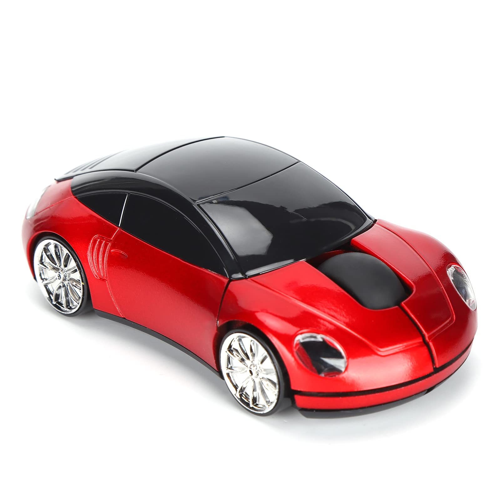 ASHATA 2.4G Wireless Mouse, Cute Car Mouse with USB Reciver, 1600DPI Optical Mice for PC Computer Laptop Tablet, with LED Light (Red)