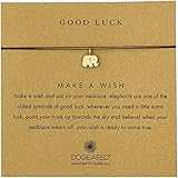 Dogeared Gold Make A Wish Good Luck Elephant Black Necklace, 16
