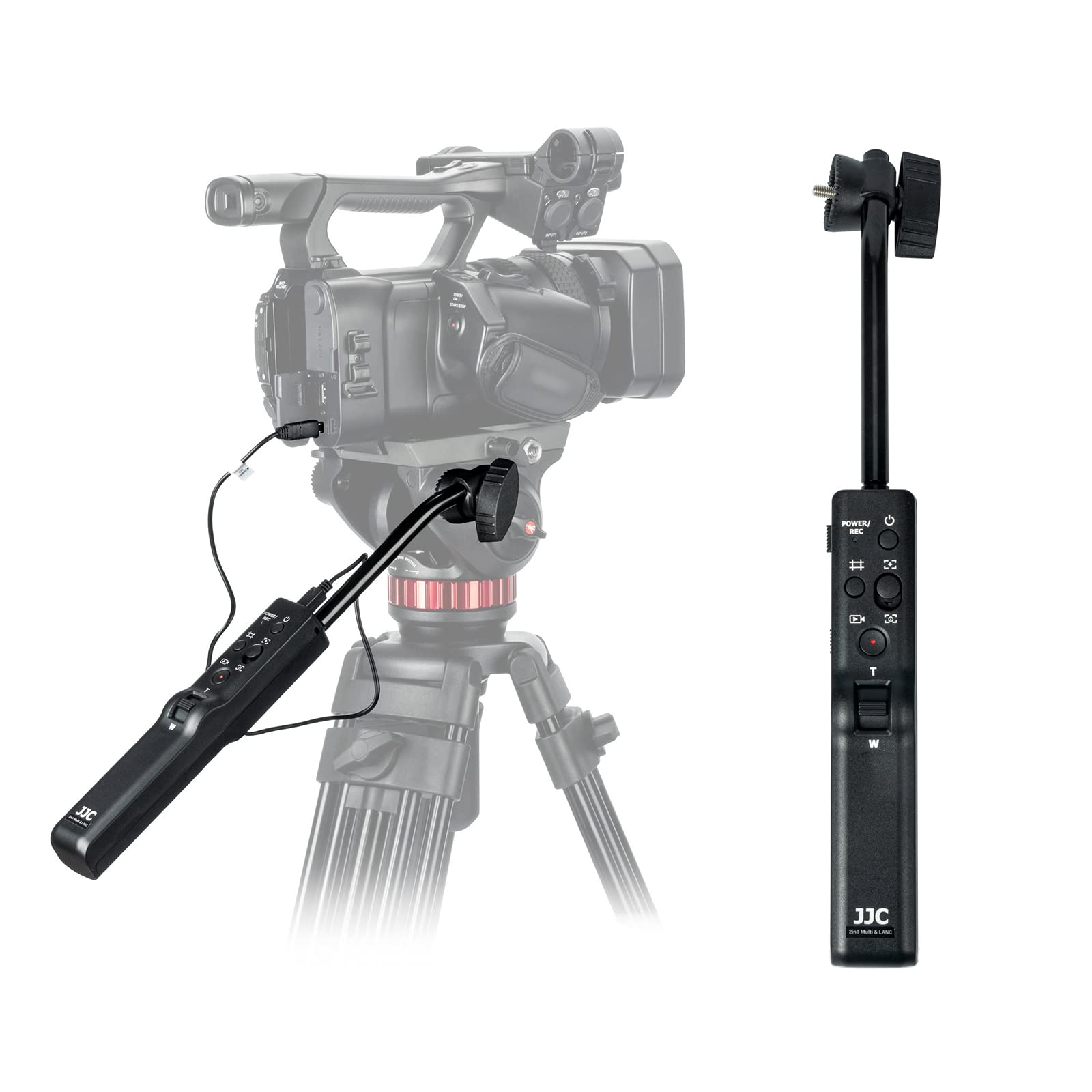JJC Tripod Stand Pan Bar Remote Controller for Sony Camera Camcorder Cinema Camera with Multi & LANC Terminal on Manfrotto 502AH 502A 504HD 509HD 526 608 504X 526-1 612 Nitrotech N8 & N12 Fluid Head