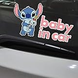 Amazon Com Rainbow Animated Design Cute Baby Stitch Baby On Board Funny Little Super Hero Lilo And Stitch Windows Cars Laptop 2 Parts Stickers Electronics
