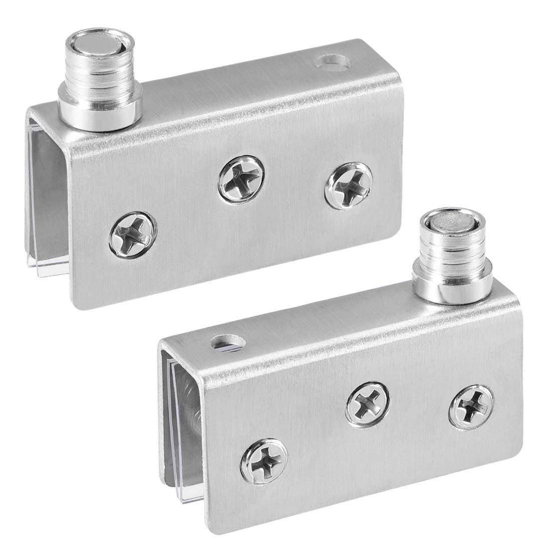 sourcing map Adjustable Glass Door Hinges Clamp，Stainless Steel Cabinet Pivot Hinge Clip for 8-10mm Thickness Glass 52x16x26mm, 1 Pair