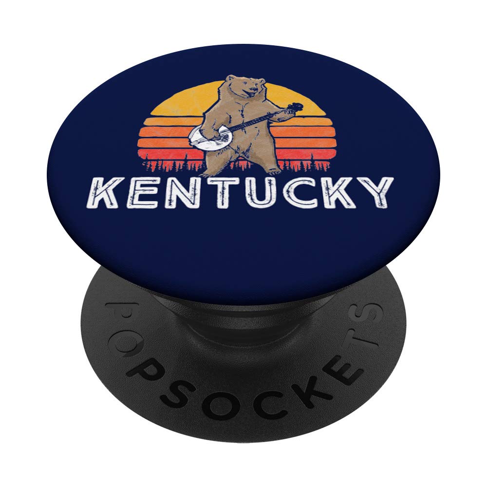 Kentucky Bluegrass Banjo Bear Funny Retro Graphic PopSockets PopGrip: Swappable Grip for Phones & Tablets