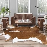 AROGAN Premium Faux Cowhide Rug 4.6 x 5.2 Feet, Sturdy and Large Size Cow Print Rugs, Suitable for Bedroom Living Room Wester