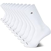 Tommy Hilfiger Mens Crew Socks - 10 Pack Moisture Wicking Cushioned Crew Running Socks for Men for Sports & Workout