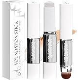 2PCS Color Changing Foundation Stick, Cover Cream Stick V, Dual-Ended with Built-in Brush, Deep Hydration & Boost Elasticity, Refines Pores, Medium to Full Coverage Cream Stick, Natural, 0.45OZ