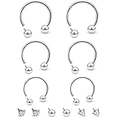 Cisyozi 16G Septum Rings Internally Threaded 316L Surgical Steel Septum Jewelry Lip Rings Hoop Labret Jewelry Snake Bite Piercing Jewelry Horseshoe Earrings Daith Piercing Jewelry for Women Men