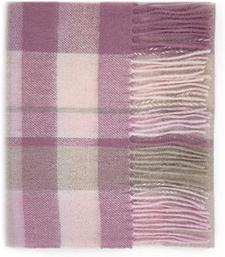 100% Lambswool Soft Touch Tartan Scarf- Designed in Scotland - (Pink Middle Box Check)