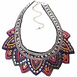 QIYUN.Z Tribal Jewelry Handmade Spiky Geometric Triangle Charm Bib Choker Necklace