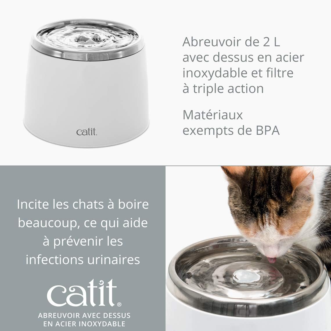 Catit Fontaine En Acier Pour Chat Blanc Amazon Fr Animalerie