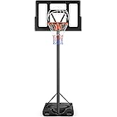 Yohood Basketball Hoop Outdoor 10ft Adjustable, Portable Basketball Hoop Goal System for Kids Youth and Adults in Backyard/Driveway/Indoor, 44 Inch Shatterproof Backboard and Larger Base