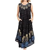 Sakkas Starlight Second Caftan Tank Dress/Cover Up Tie Dye Womens Beach Kaftan