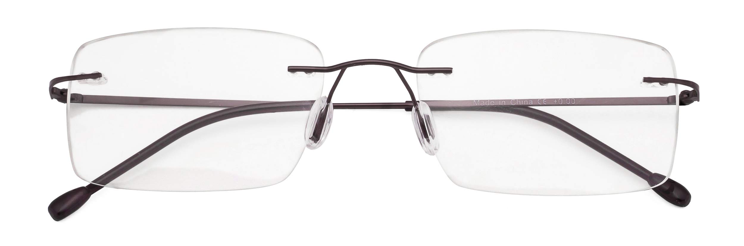 CessBlu Rimless Reading Glasses Lightweight Readers for Men (Brown) +3.0