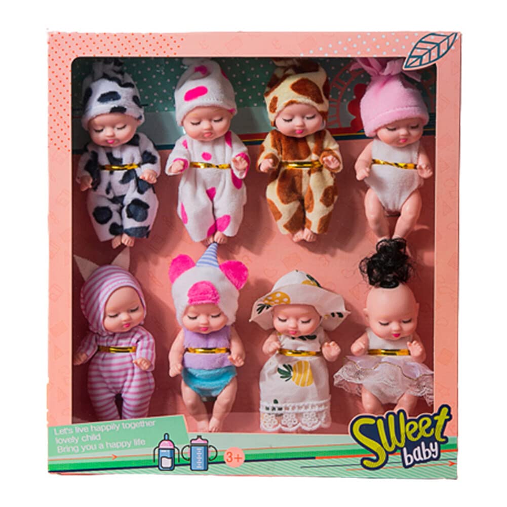 Uposao Mini Reborn Dolls, 8 Pcs Newborn Baby Mini Sleeping Rebirth Dolls Washable Realistic Silicone Dolls Baby Doll Toy for Kid Boy Girl