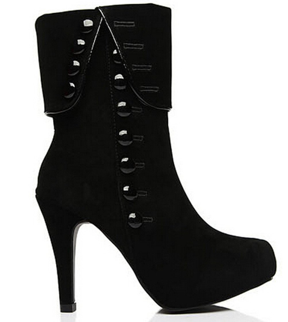 DADAWEN Womens Pointed Toe Chunky Block Heel Ankle Boots Back Zipper Faux Suede Booties Ankle Booties - Image 4