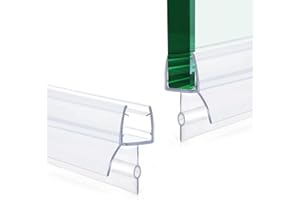 TENGFEEI 2 PCS Frameless Shower Door Bottom Seal, 5/16” X 36” Ultra Clear Shower Glass Door Seal Strip with Drip Rail, Shower Door Sweep Stop Shower Leaks for 5/16 Inch(8mm) Glass Thick