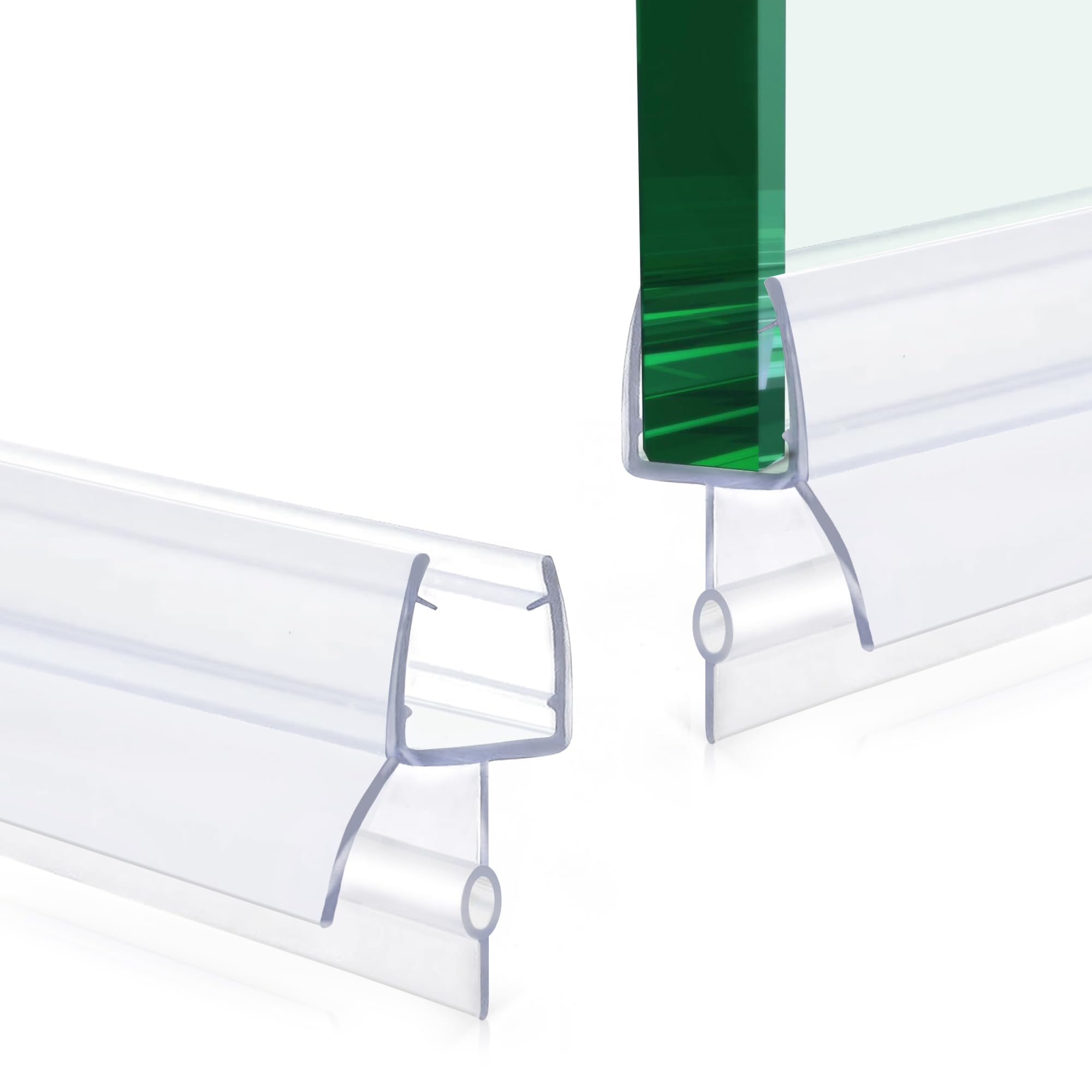 Photo 1 of 2 PCS Frameless Shower Door Bottom Seal, 5/16” X 36” Ultra Clear Shower Glass Door Seal Strip with Drip Rail, Shower Door Sweep Stop Shower Leaks for 5/16 Inch(8mm) Glass Thick