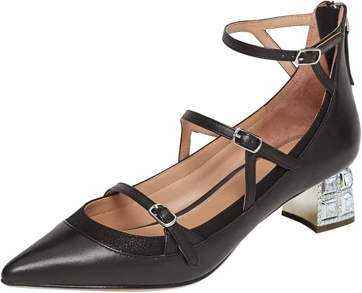 YDN Women's Comfort Pointed Closed Toe Mary Jane Pumps