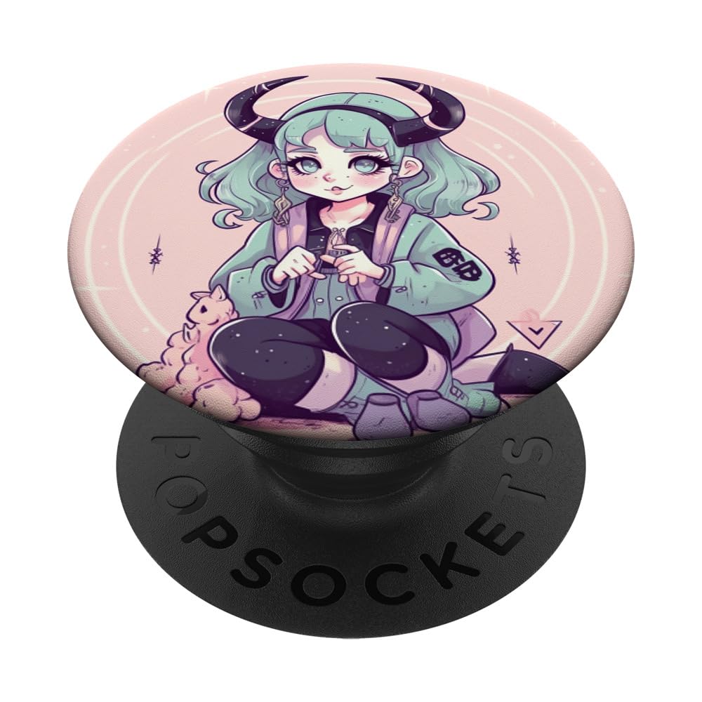 Anime Girl Kawaii Goth Baphomet PopSockets Swappable PopGrip
