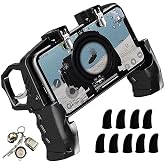 Mikirini 11 in 1 Mobile Phone Game Controller Combo for PUBG/Call of Duty | for 4.5-6.7" iPhones/Android Phones, Cell Phone L1R1 Gaming Triggers, for free fire/apex