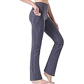 Zeronic Women's High Waist Bootcut Yoga Pants with Pockets Tummy Control Workout Running Pants Long Bootleg Flare Pants