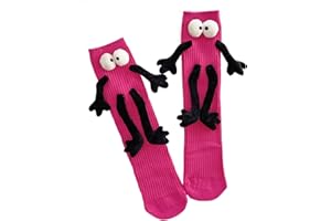 MAINESAKA Magnetic Holding Hands Socks For Kids Boy Girl Funny Novelty Socks 3D Doll Big Eyes Friendship Mid-Tube Socks 1-12T