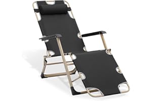 MoNiBloom Folding Reclining Patio Chair, 3-Position Patio Lounger Folding Chairs with Adjustable Backrest and Headrest for Backyard Poolside Lawn, 330lbs Capacity