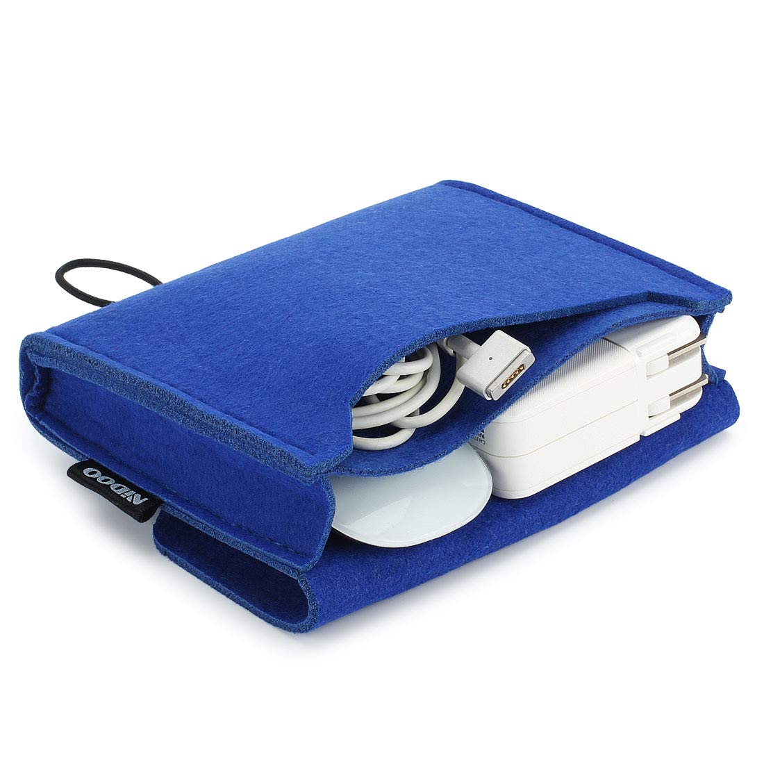 NIDOO Felt Storage Pouch Bag Case for Accessory (MacBook Laptop Mouse Power Adapter,Mouse, Cellphone, Cables, SSD, HDD Enclosure, Power Bank and More), Blue