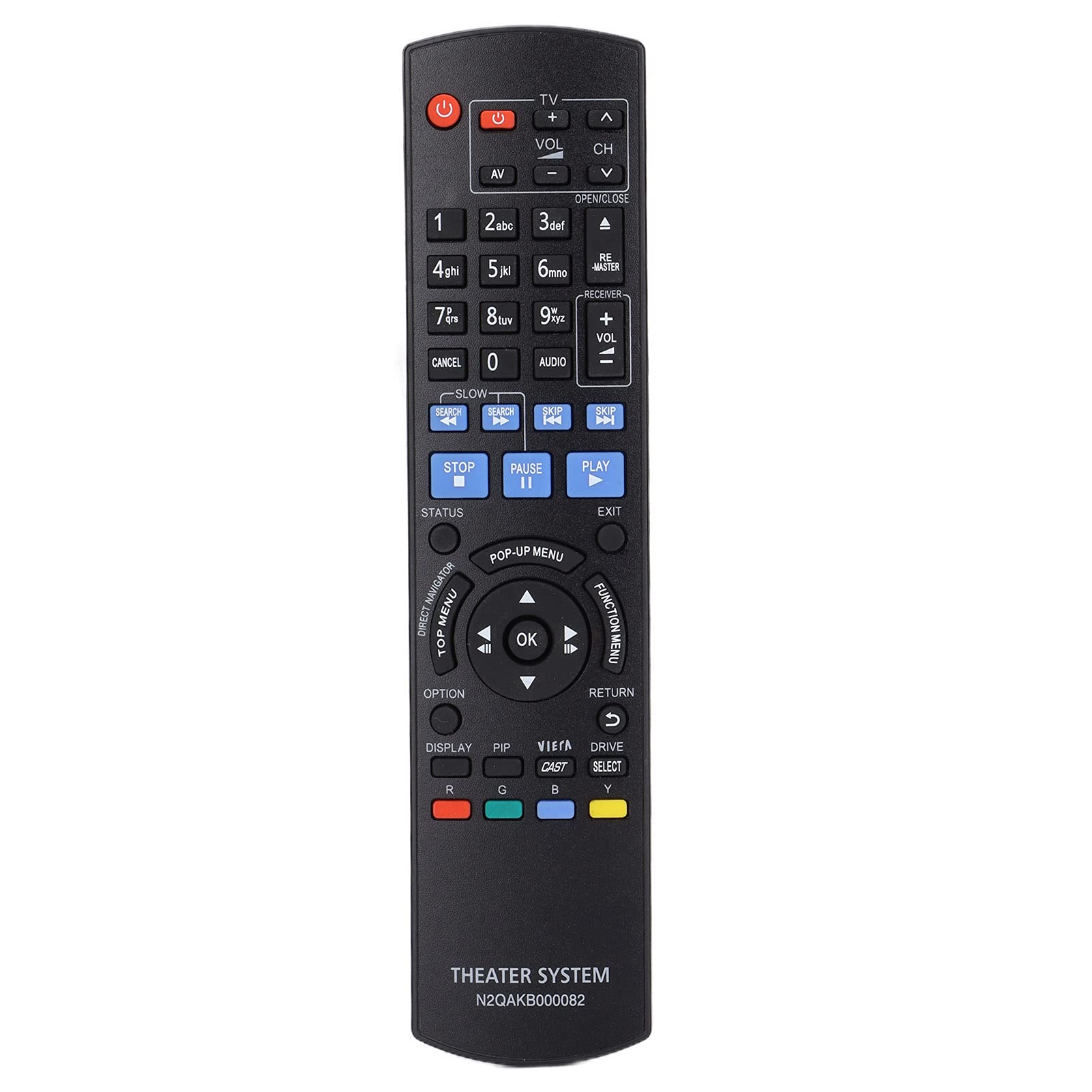 Annadue N2QAKB000082 Remote Control,Replacement Remote Controller for Blu-Ray Disc Player DMP-BD65 Dmp‑BD45,Silver Black