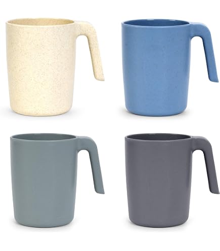 Greentainer Lot De 8 Tasses à Café Incassables - Polypropylène Alimentaire - Micro-ondes & Lave-vaisselle - 9.5x10.5cm