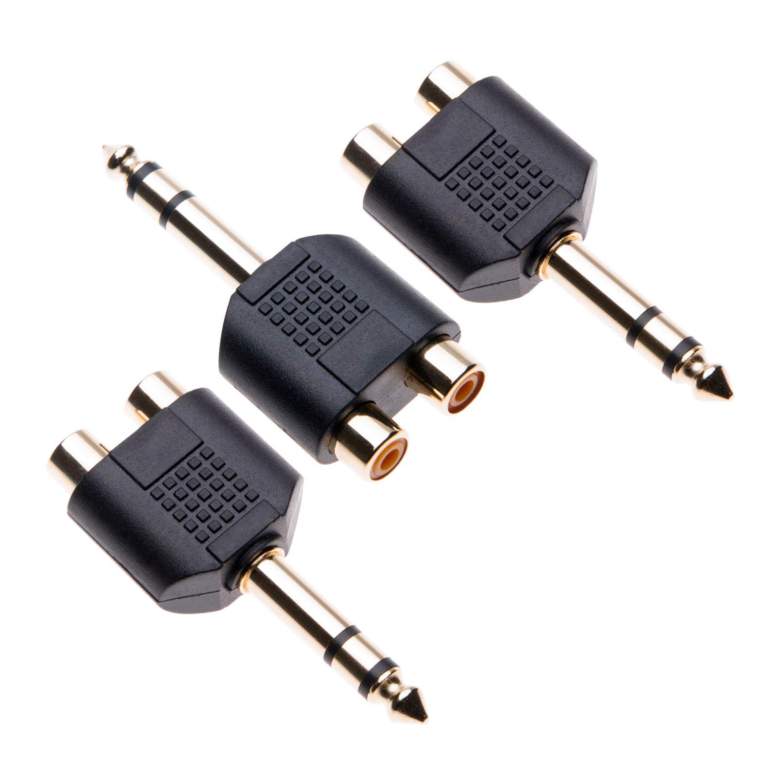 Keple 6.35mm to 2x RCA Adapter, TRS Stereo Jack Male to Double Phono Connector, 1/4 Inch Headphone Port to Two Phonos, Gold Plated Audio Y Splitter (3 pack)