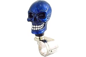 Lunsom Wheel Spinner Knob, Skull Shape Car Turning Driving Suicide Knob Power Handle Control Resin Steering Spinner Turn Aid Helper Fit Most Vehicle, Truck, Tractor, Boat(Navy Blue)
