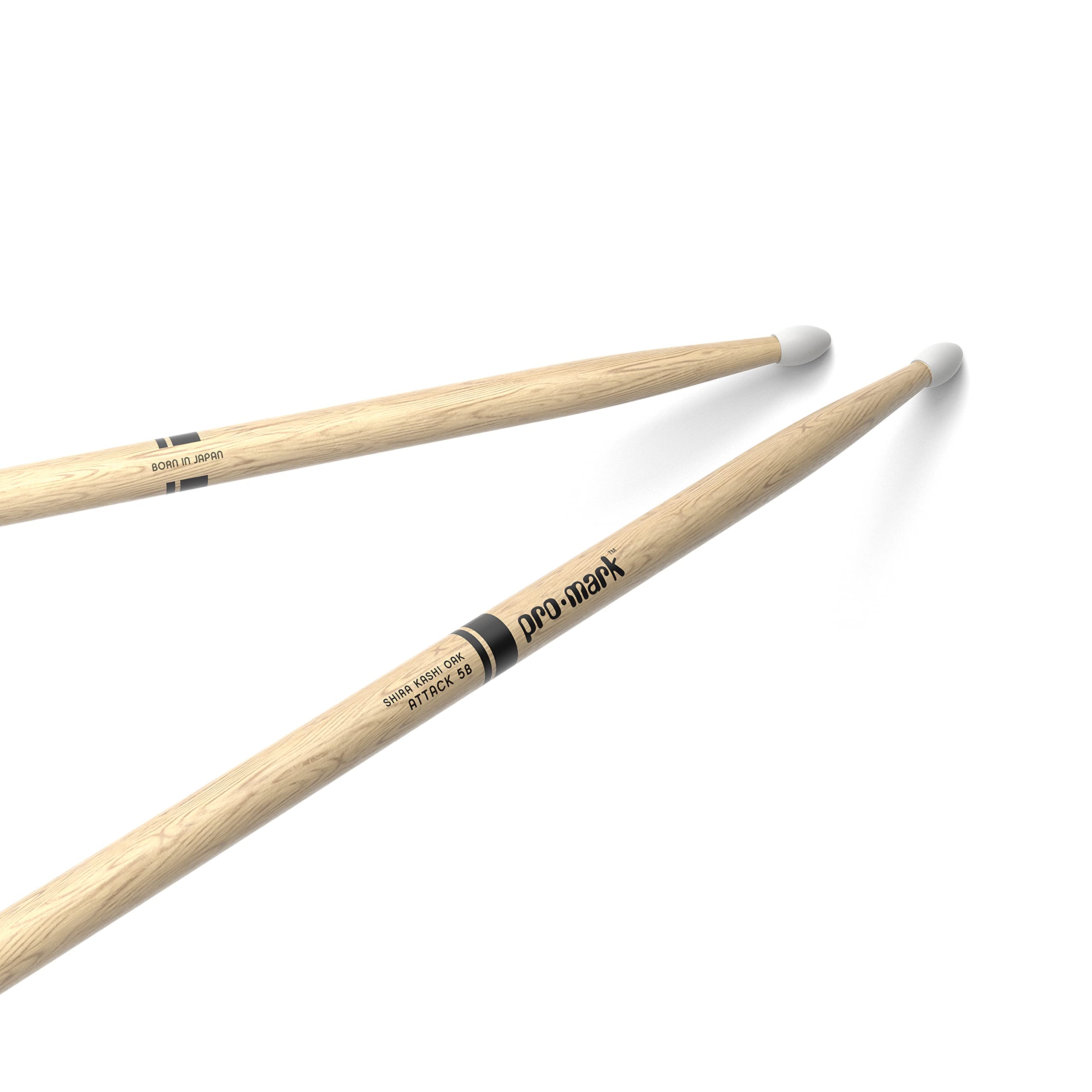 Photo 1 of ProMark Drum Sticks - Classic Attack 5B Shira Kashi Oak Drumsticks, Oval Nylon Tip, One Pair