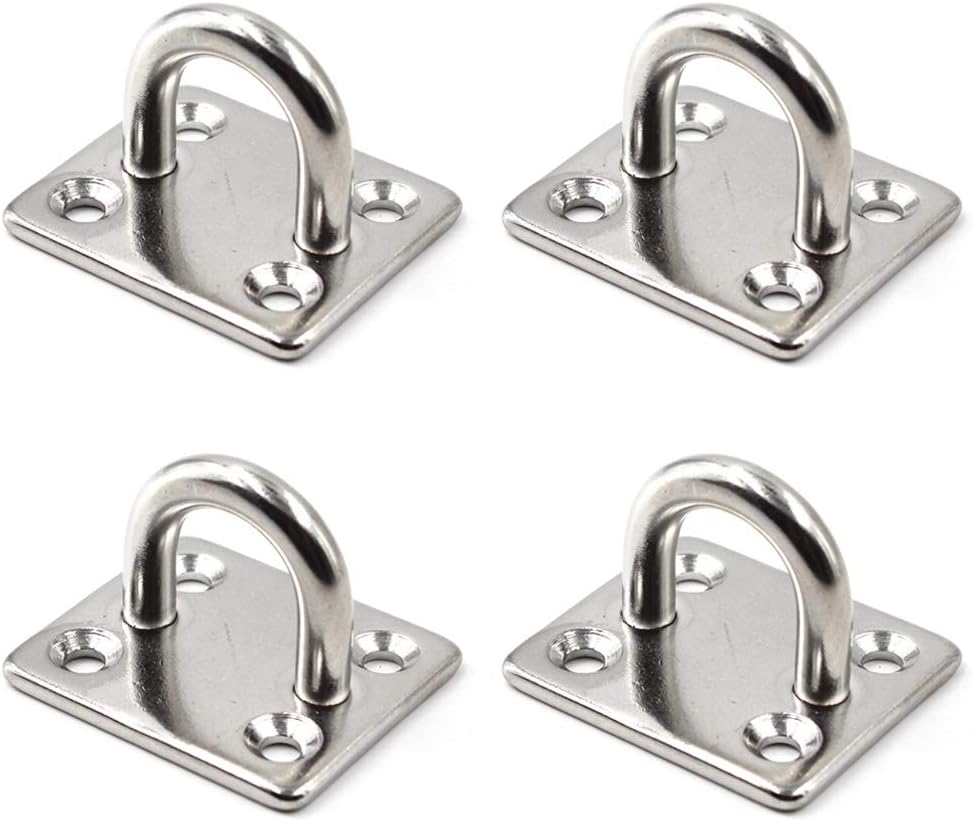 Square Ceiling Wall Mount Hook Heavy Duty Anchor 304 Stainless Steel, Great for Yoga Swings Hammocks, Boat Rigging, Marine Deck Hardware and Suspension Training Straps