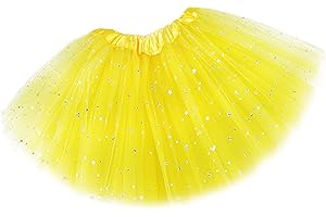 LKQBBSZ Halloween Kids Classic Elastic 3 Layered Tulle Tutu Skirt with Sequin Stars Girls Tutu Skirts