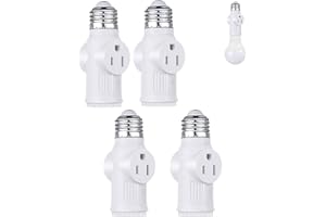 4Pack Light Socket to Plug Adapter, Convert E26 Bulb Socket to 3-Prong Outlet Adapter, Safty Performance, Easy Installation L
