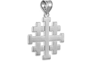 CLADDAGH GOLD Religious Jewelry Matte Finish 925 Sterling Silver Crusaders Jerusalem Cross Pendant