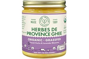 Pure Indian Foods Organic Herbes de Provence Ghee, 7.8 oz, Clarified Butter, Pasture Raised Grassfed, Non-GMO, Gluten Free, Made in USA; Paleo & Keto Friendly
