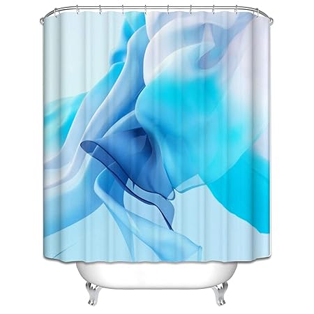 LOUMVE 180x200 cm Duschvorhangringe für Badezimmer WasserdichtSeidentuch Blau Badewanne duschvorhang Antibacterial inkl. 12 R